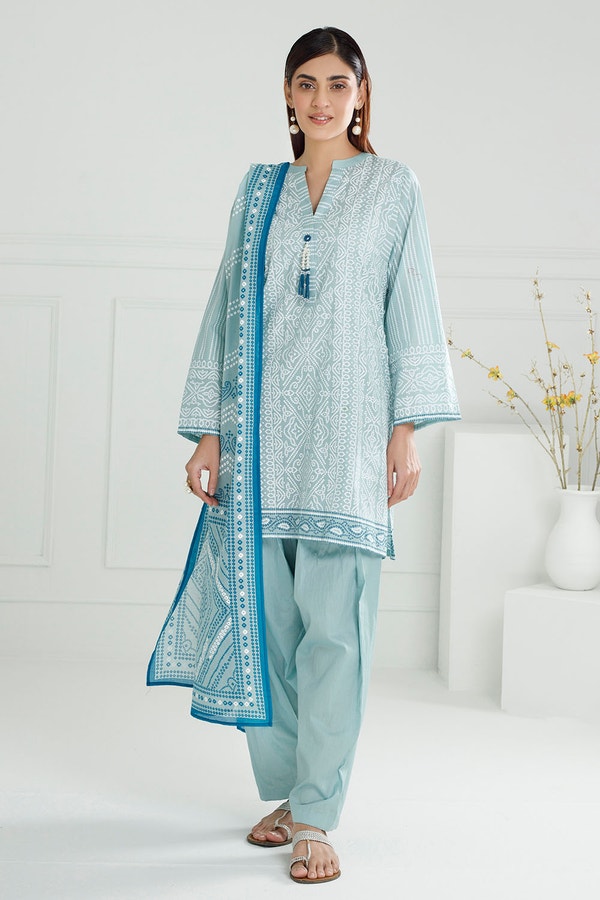 UAE -3 Piece Unstitched Lacquer Printed Lawn Suit CL-52179 B