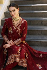 UAE -3PC Embroidered Jacquard Unstitched Suit with Embroidered Cotton Net Dupatta LE-42026