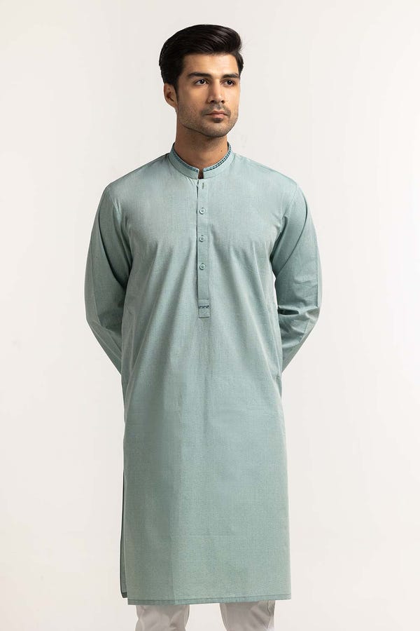 UAE -Light Green Embroidered Kurta KR-EMB24-026