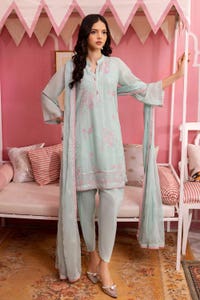 UAE -3PC Embroidered Swiss Voile Unstitched Suit with Embroidered Chiffon Dupatta and Inner LSV-42001