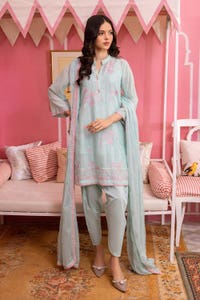 UAE -3PC Embroidered Swiss Voile Unstitched Suit with Embroidered Chiffon Dupatta and Inner LSV-42001