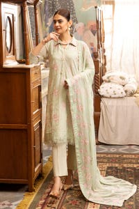 UAE -3PC Embroidered Swiss Voile Unstitched Suit with Embroidered Chiffon Dupatta and Inner LSV-42002