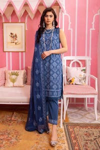 UAE -3PC Embroidered Swiss Voile Unstitched Suit with Embroidered Chiffon Dupatta and Inner LSV-42006