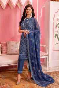 UAE -3PC Embroidered Swiss Voile Unstitched Suit with Embroidered Chiffon Dupatta and Inner LSV-42006