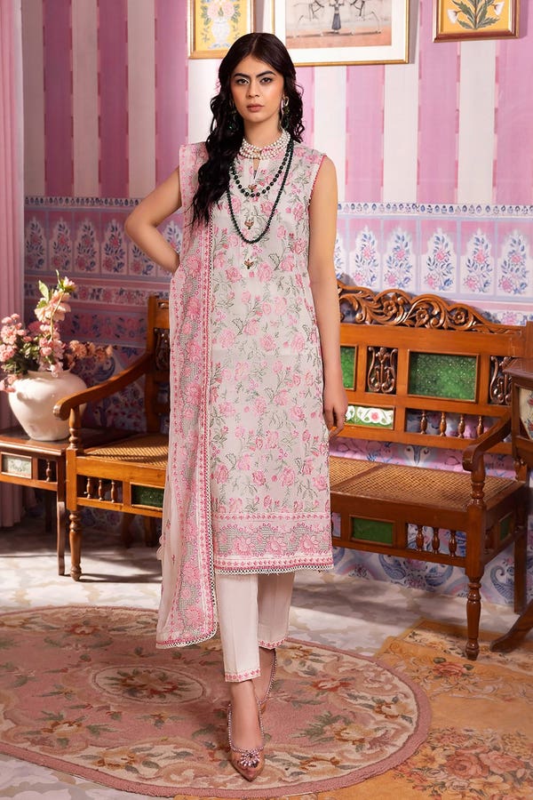 UAE -3PC Embroidered Swiss Voile Unstitched Suit with Embroidered Chiffon Dupatta and Inner LSV-42011