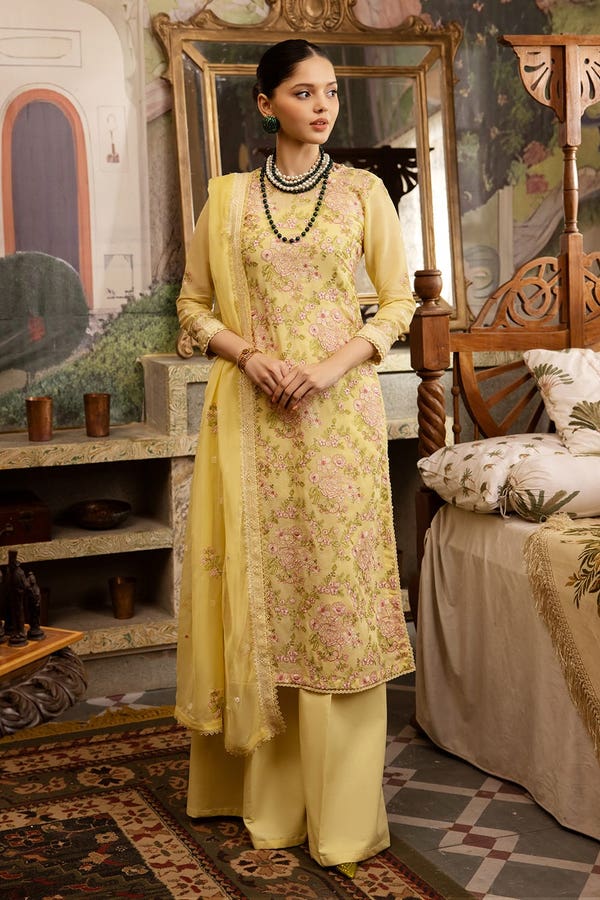 UAE -3PC Embroidered Swiss Voile Unstitched Suit with Embroidered Chiffon Dupatta and Inner LSV-42014