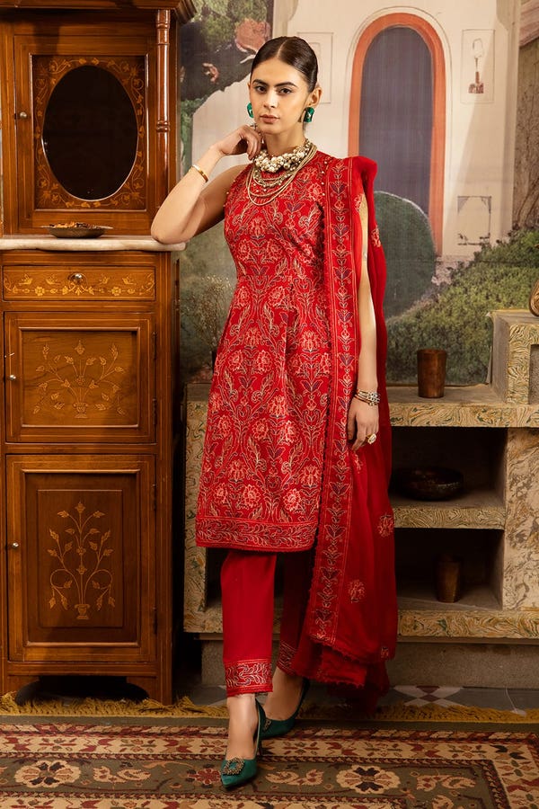 UAE -3PC Embroidered Swiss Voile Unstitched Suit with Embroidered Chiffon Dupatta and Inner LSV-42019
