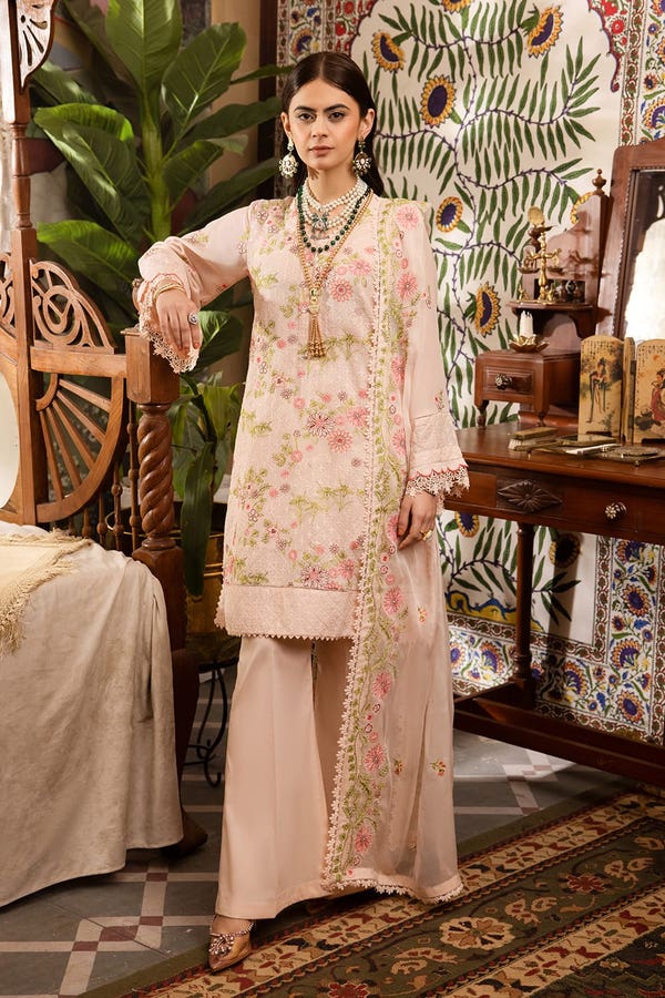 UAE -3PC Embroidered Swiss Voile Unstitched Suit with Embroidered Chiffon Dupatta and Inner LSV-42020