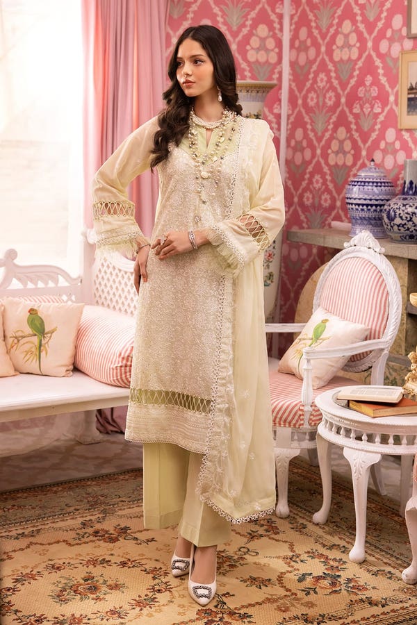 UAE -3PC Embroidered Swiss Voile Unstitched Suit with Embroidered Chiffon Dupatta and Inner LSV-42021
