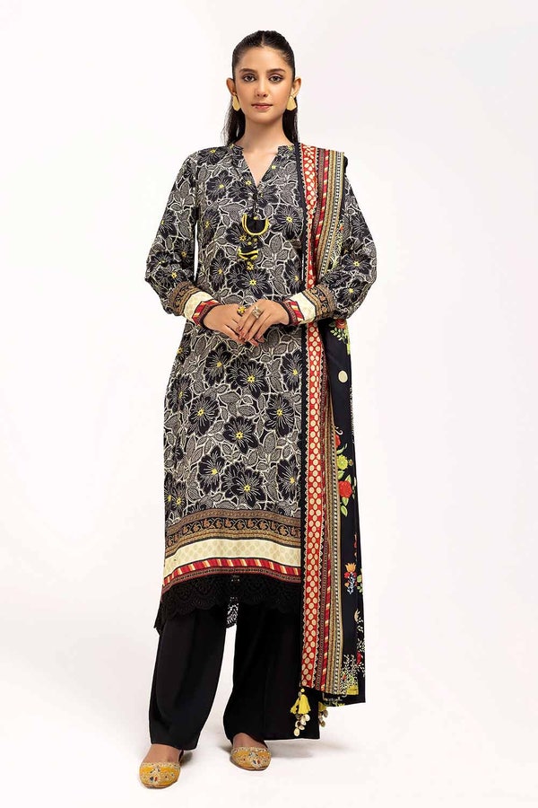 UAE -3 Piece Unstitched Printed Linen Suit LT-42001