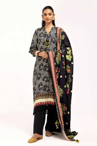 UAE -3 Piece Unstitched Printed Linen Suit LT-42001