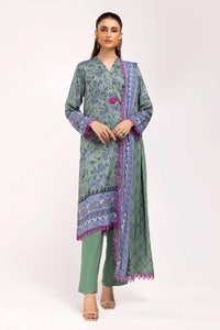 UAE -3 Piece Unstitched Printed Linen Suit LT-42002