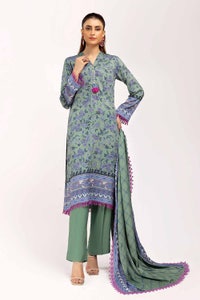 UAE -3 Piece Unstitched Printed Linen Suit LT-42002