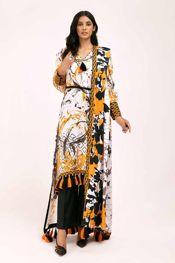UAE -3 Piece Unstitched Printed Linen Suit LT-42006