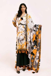 UAE -3 Piece Unstitched Printed Linen Suit LT-42006