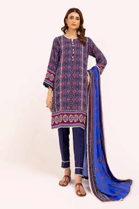 UAE -3 Piece Unstitched Printed Linen Suit LT-42008