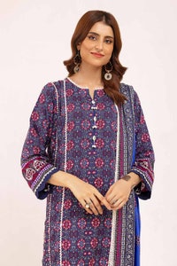 UAE -3 Piece Unstitched Printed Linen Suit LT-42008