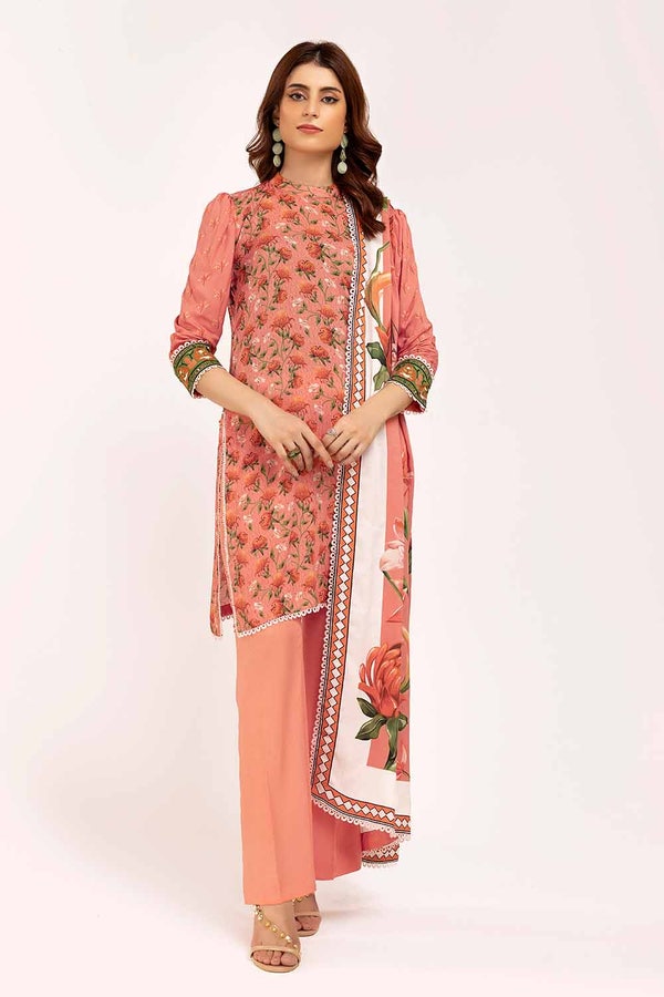 UAE -3 Piece Unstitched Printed Linen Suit LT-42009