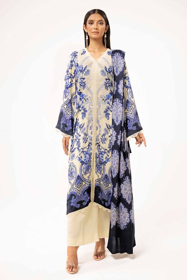 UAE -3 Piece Unstitched Printed Linen Suit LT-42010