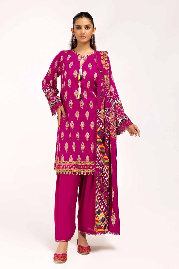 UAE -3 Piece Unstitched Printed Linen Suit LT-42011