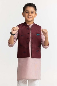 UAE -Maroon Embroidered Waist Coat KWC-PD23-009