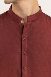 UAE -Maroon Jacquard Kurta KR-PLN22-107