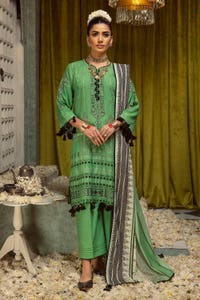 UAE -3PC Jacquard Unstitched Suit with Printed Leno Dupatta MJ-42004