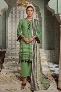 UAE -3PC Jacquard Unstitched Suit with Printed Leno Dupatta MJ-42004