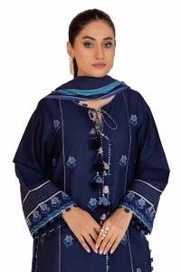 UAE -3 Piece Unstitched Printed Cambric Suit with Yarn Dyed Dupatta MJ-42018