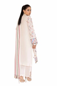 UAE -3 Piece Unstitched Embroidered Printed Cambric Suit with Yarn Dyed Dupatta MJ-42019
