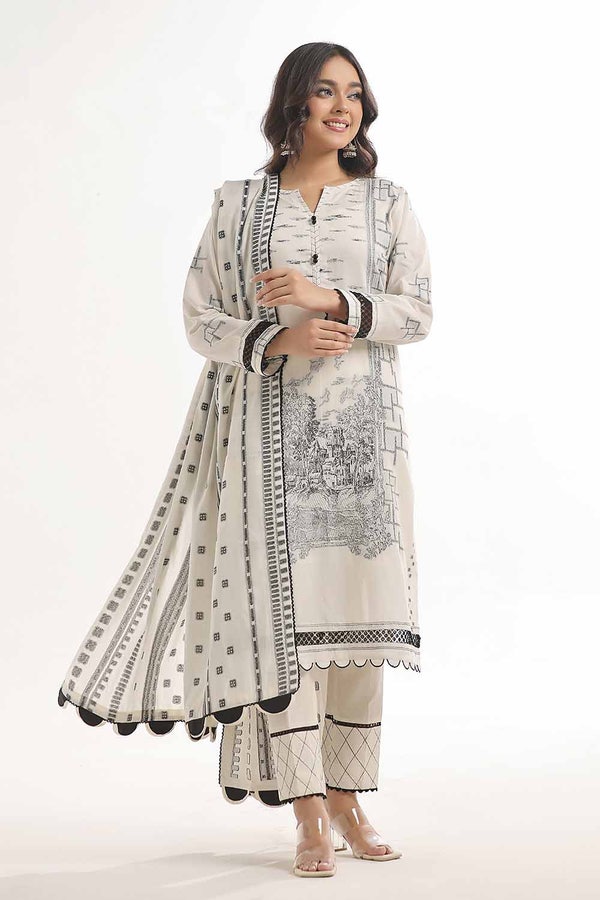 UAE -3 Piece Unstitched Lawn Jacquard Suit MJ-42023