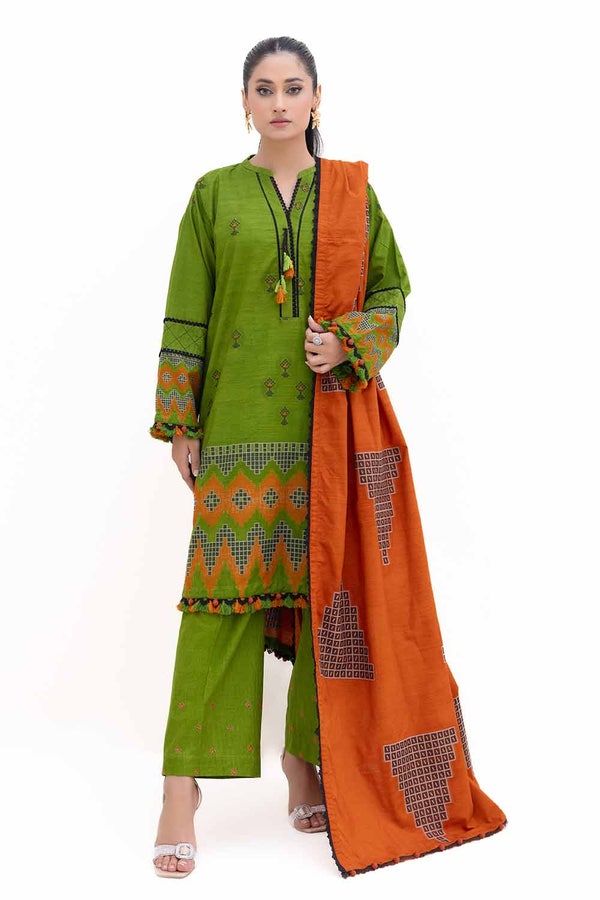 UAE -3 Piece Unstitched Jacquard Suit with Embroidered Khaddar Trouser MJ-42050