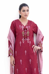 UAE -3 Piece Unstitched Embroidered Karandi Suit with Jacquard Dupatta MJ-42060