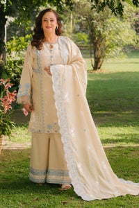 UAE -3 Piece Unstitched Embroidered Lawn Suit with Embroidered Denting Lawn Dupatta DN-42041