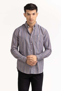 UAE -Navy Brown Striped Casual Shirt CS-YD22-031