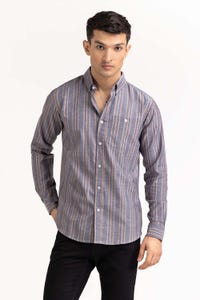 UAE -Navy Brown Striped Casual Shirt CS-YD22-031
