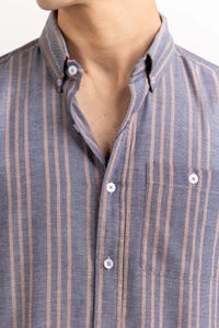 UAE -Navy Brown Striped Casual Shirt CS-YD22-031