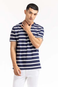 UAE -Navy White Striped Tee TS-CNSJ23-065