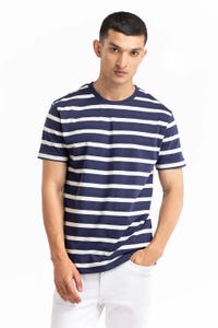 UAE -Navy White Striped Tee TS-CNSJ23-065