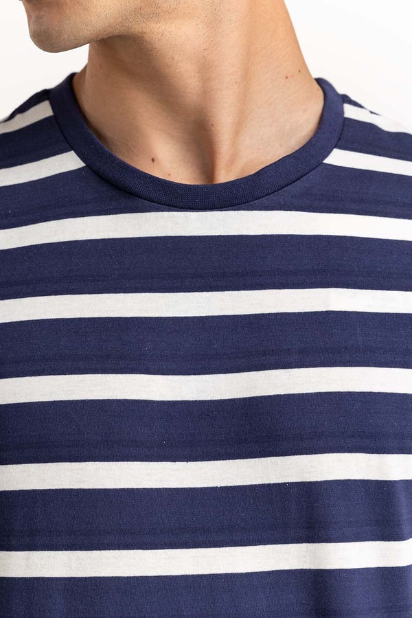 UAE -Navy White Striped Tee TS-CNSJ23-065