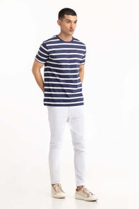 UAE -Navy White Striped Tee TS-CNSJ23-065
