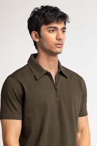 UAE -Olive Zipp Polo PS-FSHN24-081