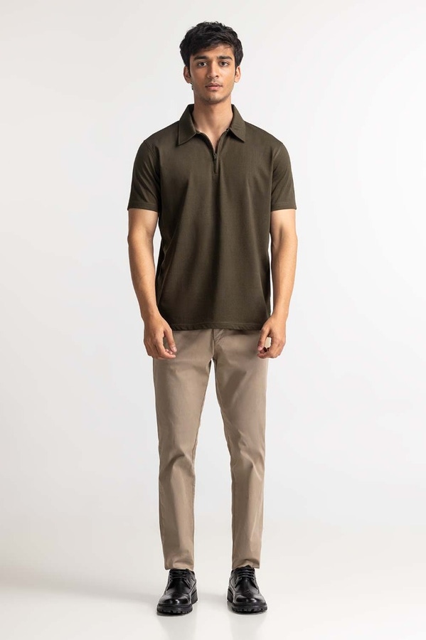 UAE -Olive Zipp Polo PS-FSHN24-081