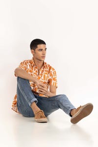 UAE -Orange White Printed Casual Shirt CS-PRT22-004