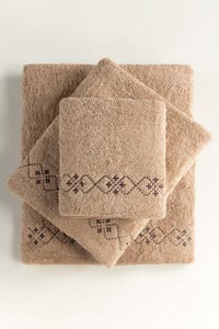 UAE -Peanut Combed 3Pc Embroidered Towel Set 23