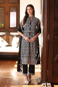UAE -3PC Embroidered Lawn Unstitched Suit with Embroidered Chiffon Dupatta PM-2021