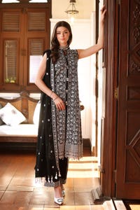 UAE -3PC Embroidered Lawn Unstitched Suit with Embroidered Chiffon Dupatta PM-2021