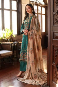 UAE -3PC Embroidered Lawn Unstitched Suit with Zari and Sequins Embroidered Chiffon Dupatta PM-42009