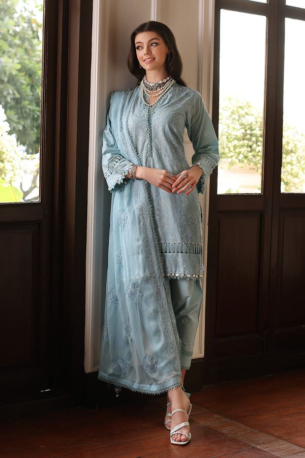 UAE -3PC Embroidered Lawn Unstitched Suit with Embroidered Chiffon Dupatta PM-42013