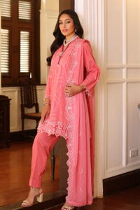 UAE -3PC Embroidered Lawn Unstitched Suit with Embroidered Chiffon Dupatta PM-42023